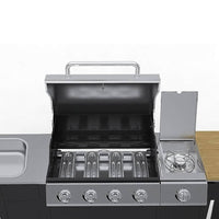 Gasgrill 4+1 Brenner Schwarz 204cm Grillwagen Seitenkocher