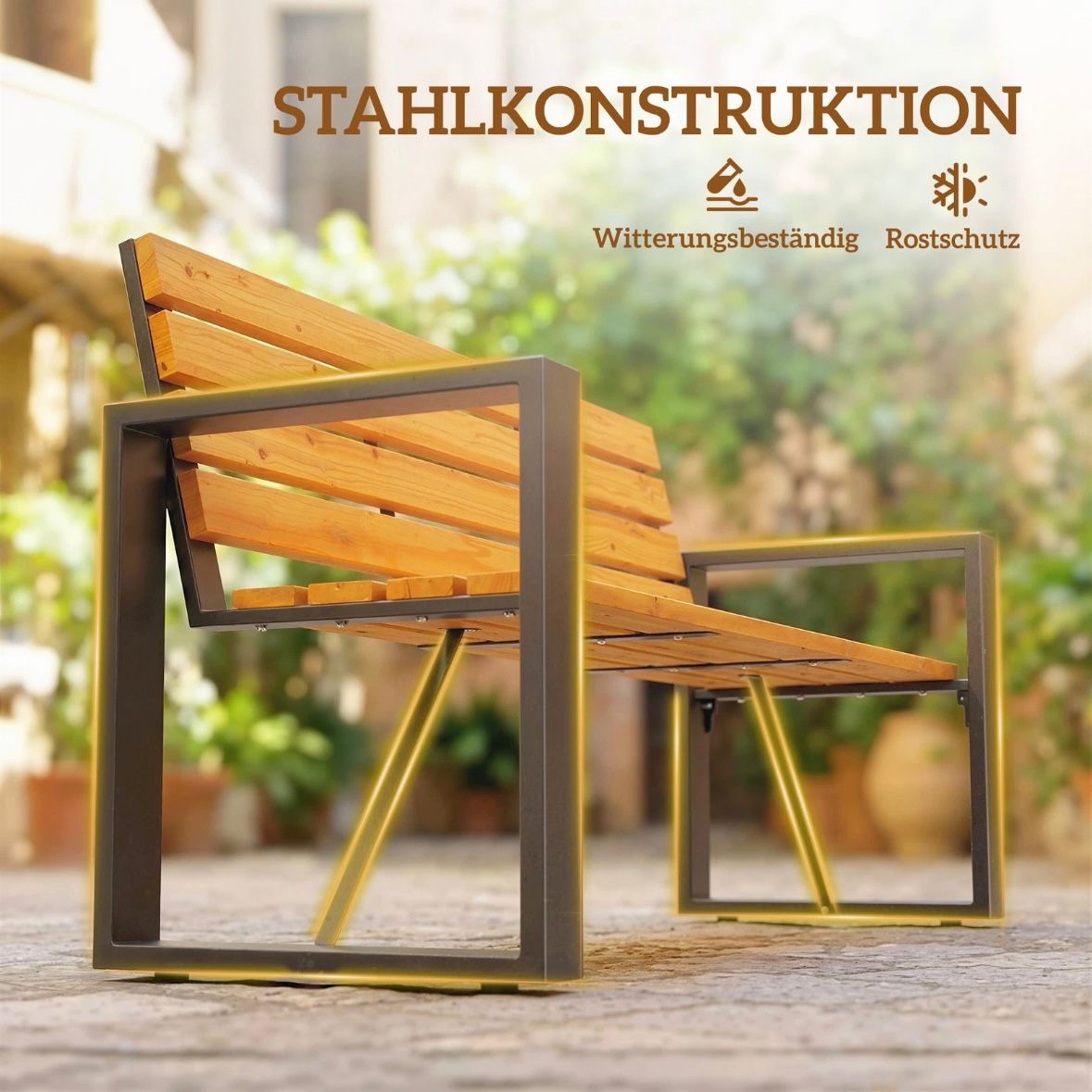 Gartenbank 2 Sitzer Holzbank  Lamelldesign Sitzbank