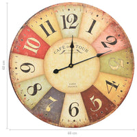 Vintage Wanduhr 60cm Retro Design Uhr Wanddekoration Dekoration