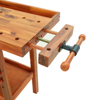 Werkbank Schubladen Schraubstöcken 124x52x83 cm Akazienholz massiv