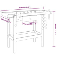 Werkbank Schubladen Schraubstöcken 124x52x83 cm Akazienholz massiv