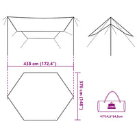 Tarp Plane 438x376x212cm Olivgrün Wasserdicht Campingplane Sonnensegel