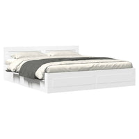 Bettgestell 200x200cm Weiß Holzwerkstoff Bett Lattenrost Doppelbett