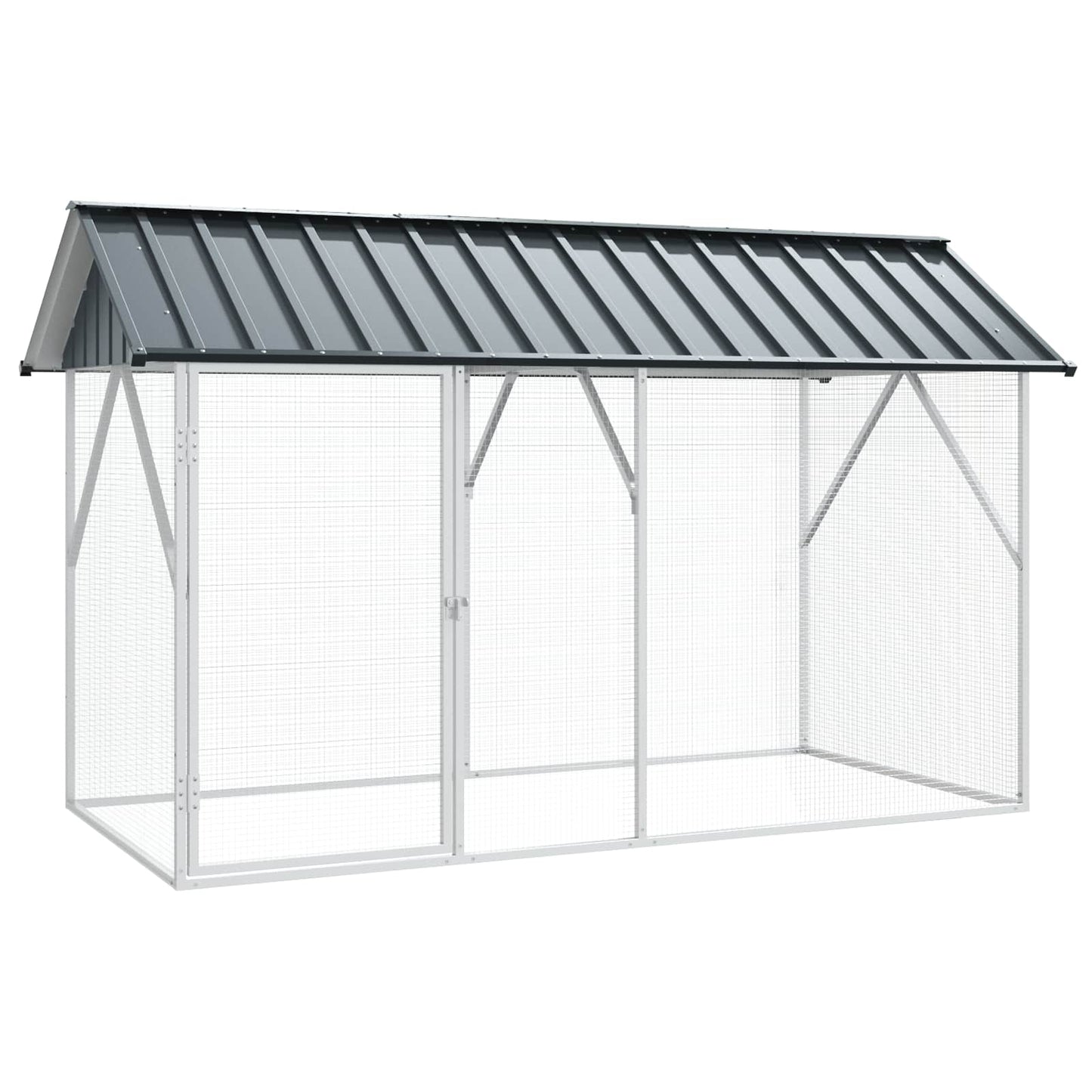 Vogelkäfig Anthrazit 227x112x141 cm Verzinkter Voliere Vogelhaus