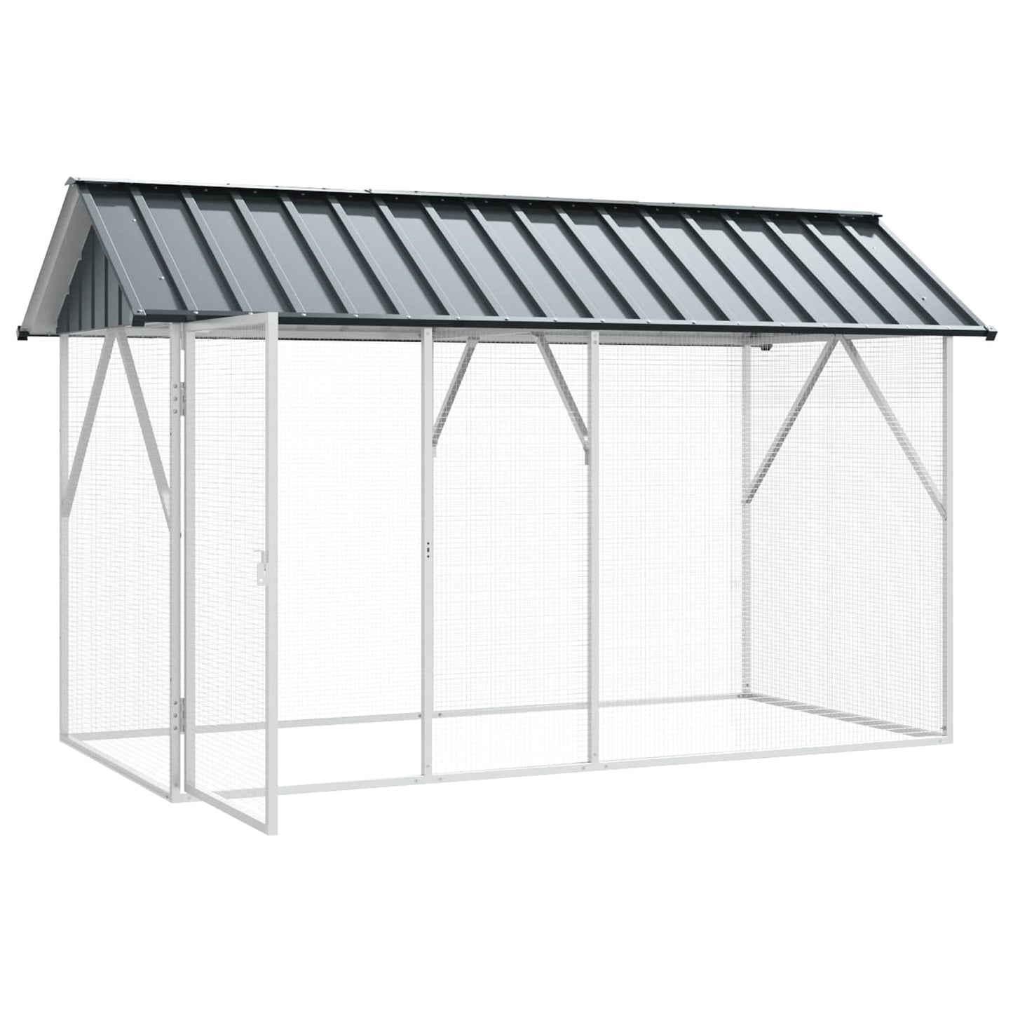 Vogelkäfig Anthrazit 227x112x141 cm Verzinkter Voliere Vogelhaus