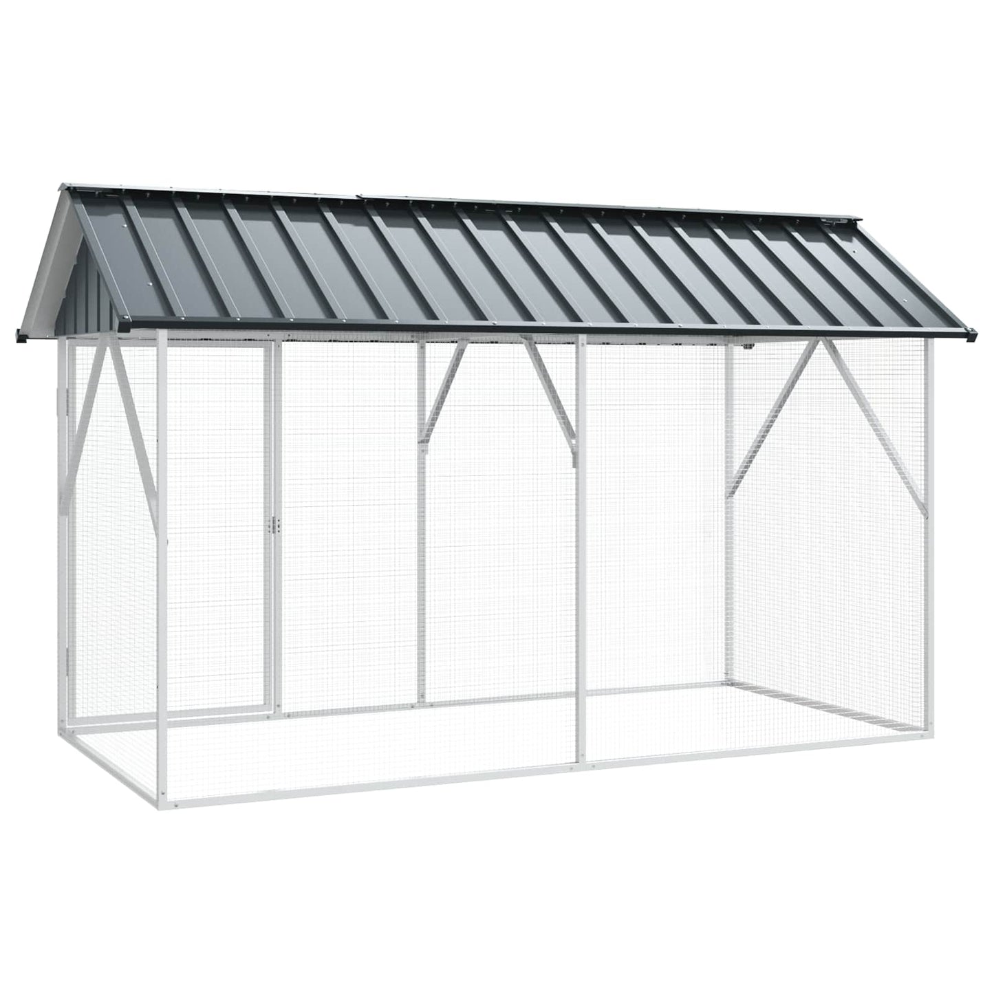 Vogelkäfig Anthrazit 227x112x141 cm Verzinkter Voliere Vogelhaus