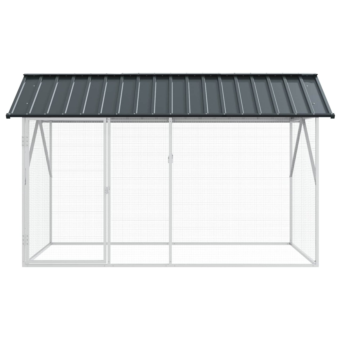 Vogelkäfig Anthrazit 227x112x141 cm Verzinkter Voliere Vogelhaus