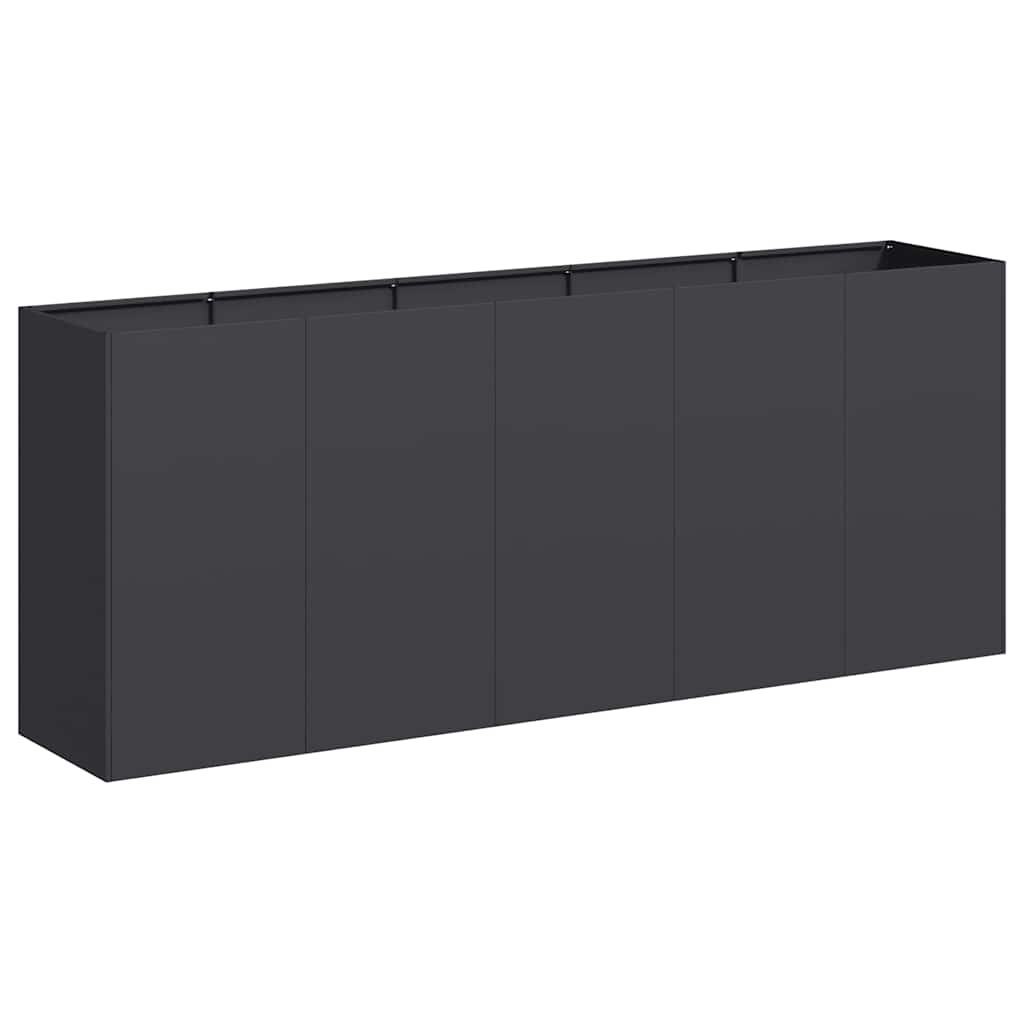 Pflanzkuebel Schwarz 200x40x80 cm Kaltgewalzter Stahl Hochbeet Garten
