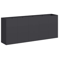 Pflanzkuebel Schwarz 200x40x80 cm Kaltgewalzter Stahl Hochbeet Garten