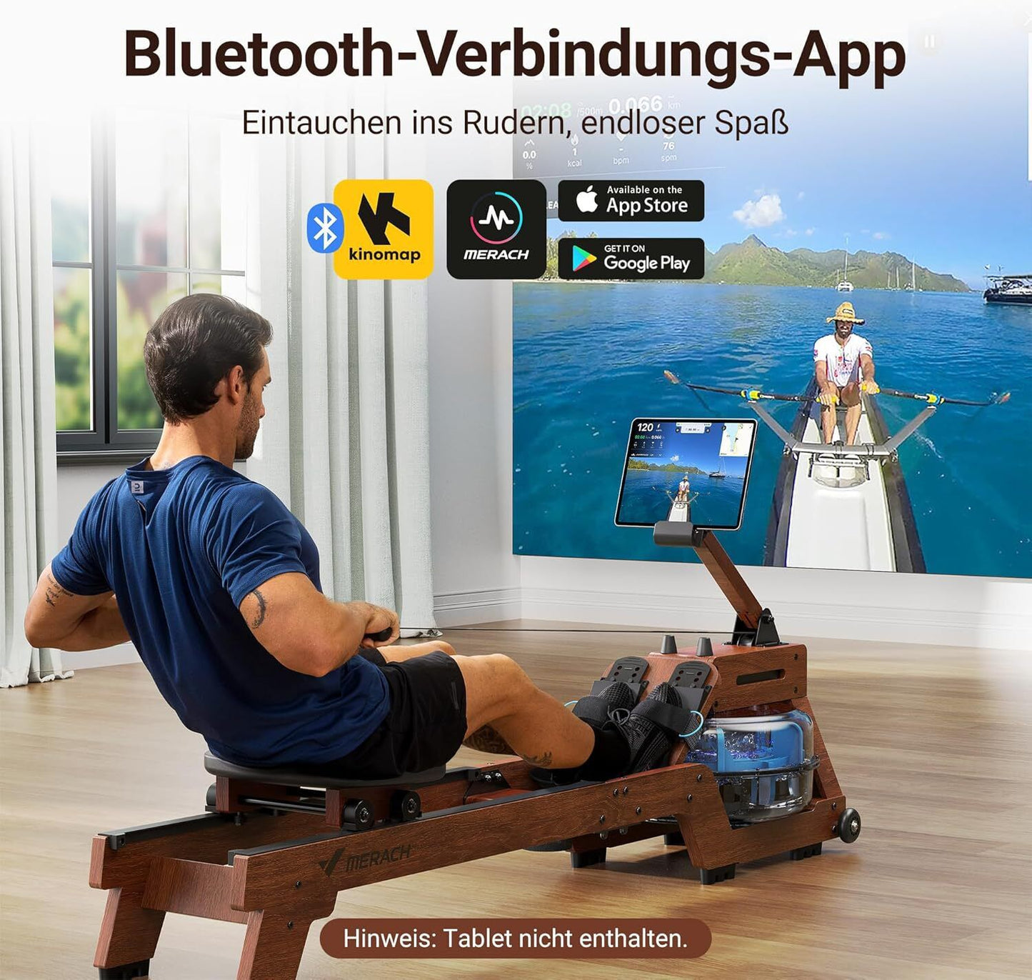Wasser Rudergerät Massivholz Rudermaschine Fitness Home Gym Training