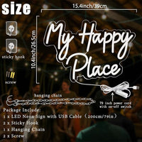 LED Neon Schild My Happy Place Beleuchtung Deko Wanddeko Leuchtschild