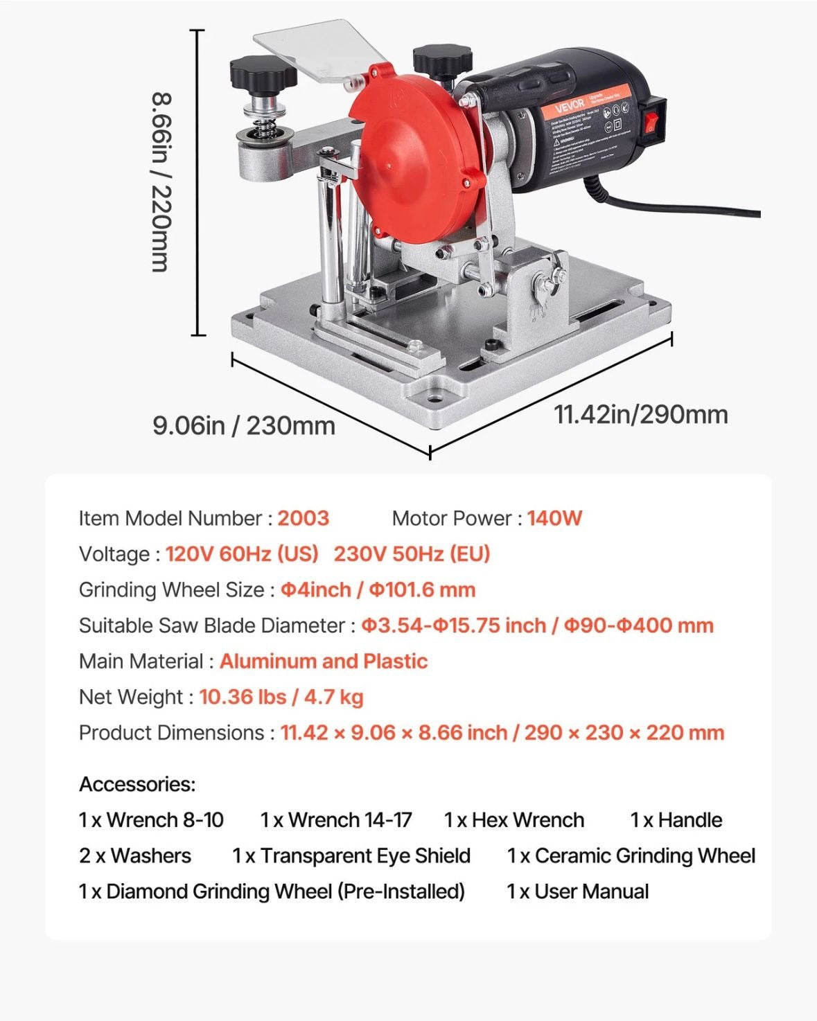 Sägeblattschärfgerät Kreissägeblattschleifer 140W 5700 U/min