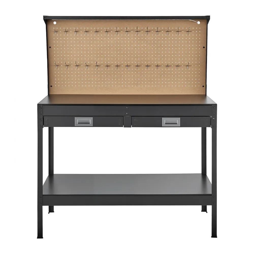 Werkbank LED Werkstatttisch 120cm Lochwand Werkstatt Werkzeugwand
