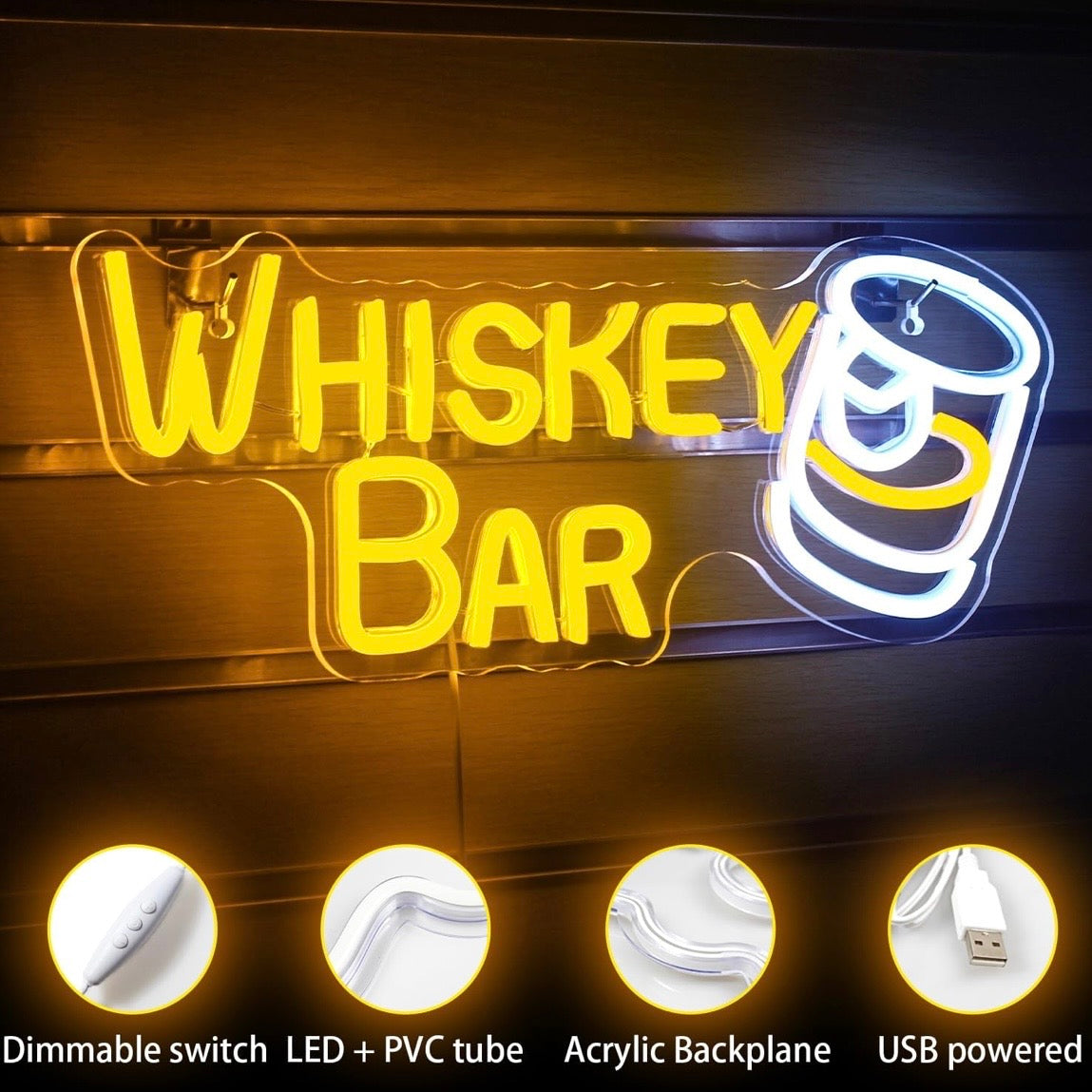 Whiskey Bar Neon Schild LED Neon Wanddekoration Dekoration Wand Beleuchtung