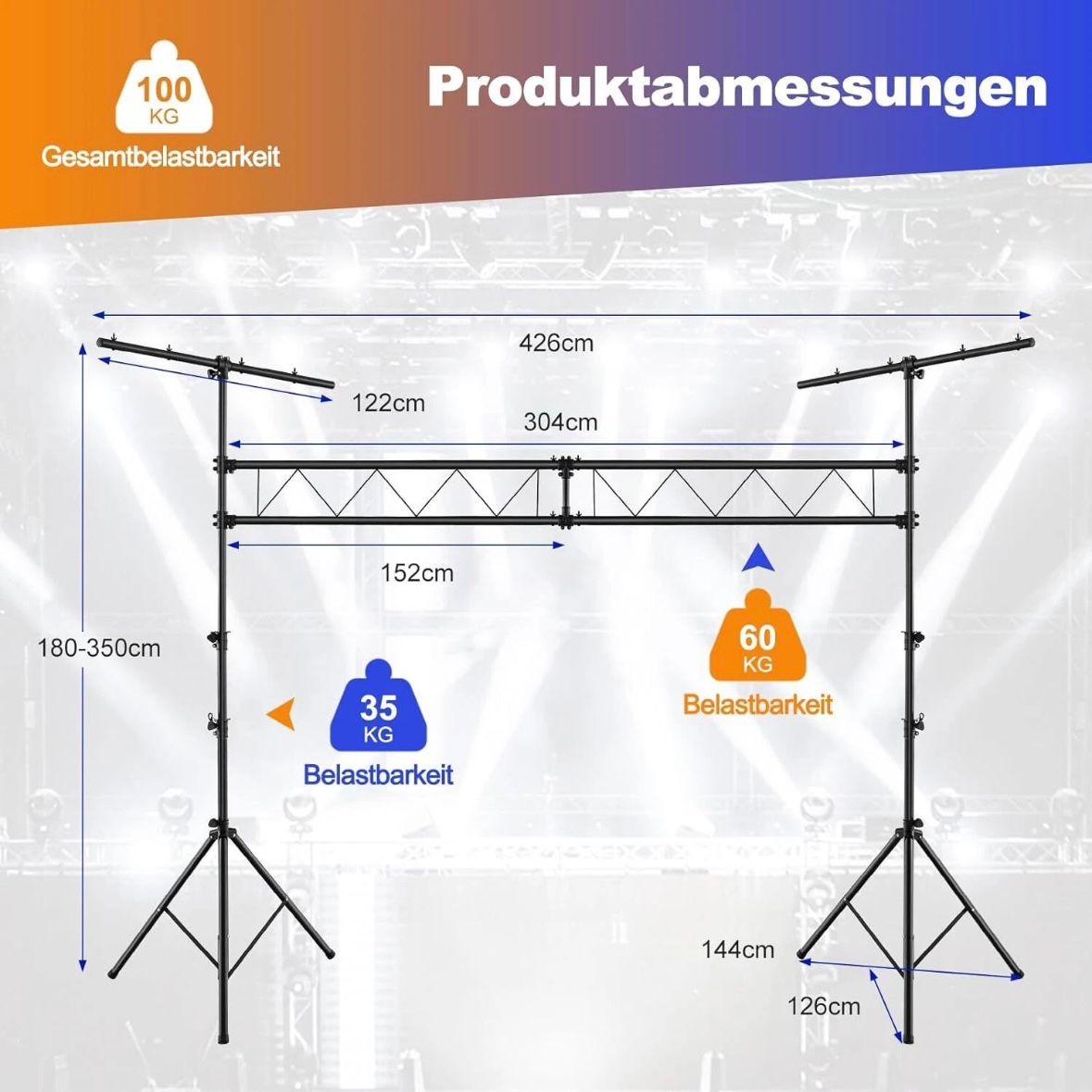 3,5m Lampensaktiv DJ-Lichtstativ Beleuchtung Beleuchtungsativ T-Stange