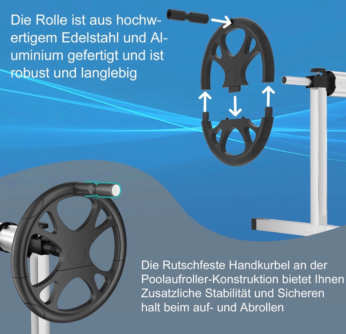 Mobile Pool Aufroller Aufrollsystem Aufrollvorrichtung Solarfolie