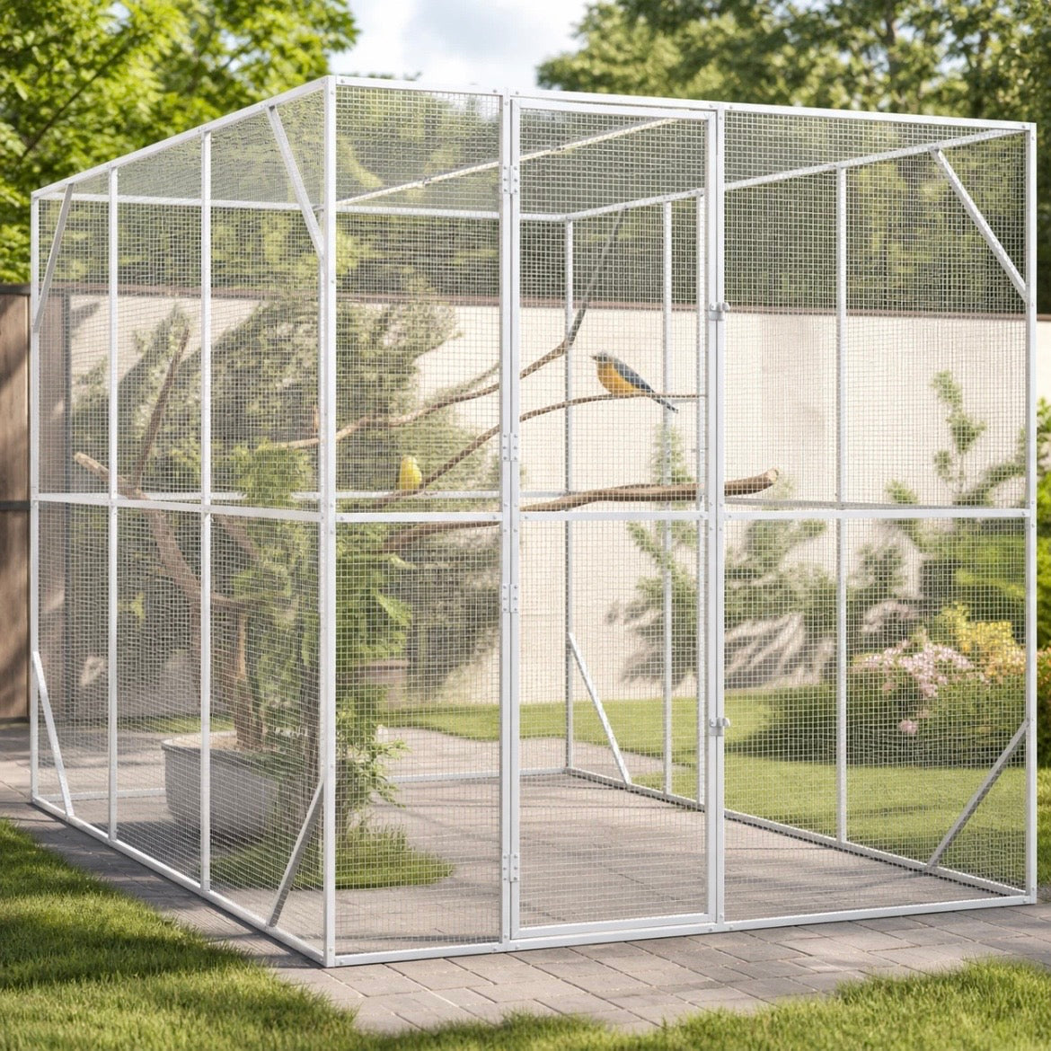 Vogelkäfig Voliere Stahl Außenvoliere Garten Vogelhaus Wetterfest