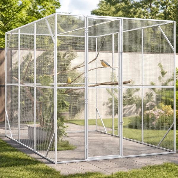 Vogelkäfig Voliere Stahl Außenvoliere Garten Vogelhaus Wetterfest