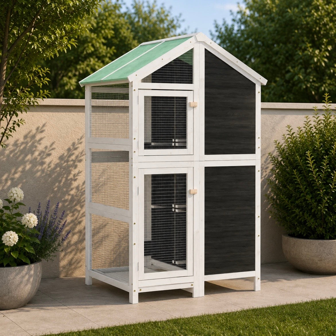 Vogelvoliere Vogelkäfig Holz Voliere Vogelhaus Käfig 97x152cm