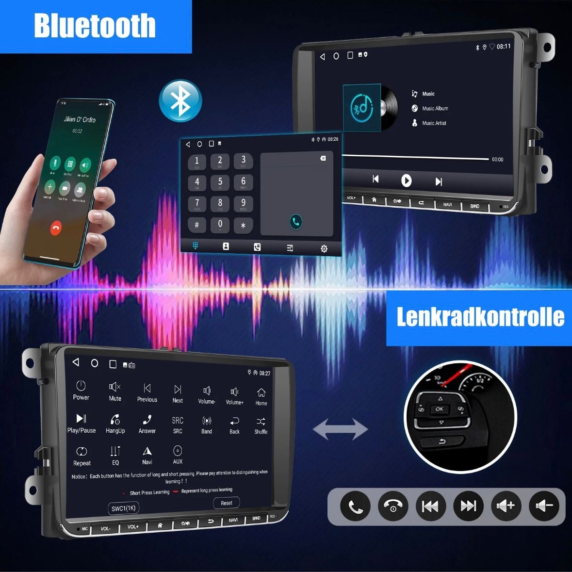 Android 14 Carplay Autoradio GPS NAVI RDS Für VW GOLF 5 6 Touran EOS