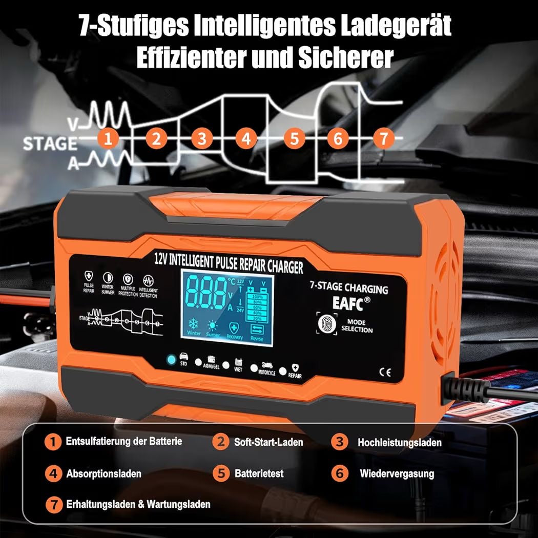 12V Autobatterie Ladegerät 12A Smart Schnellladegerät KFZ