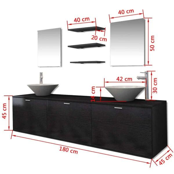 Doppelwaschbecken Möbelset Badschrank Waschschrank