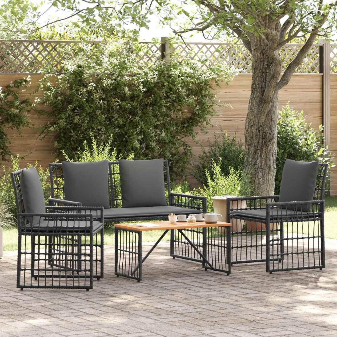 4tlg Gartenmöbel Set Rattan Lounge Sitzgruppe Garten Terrasse