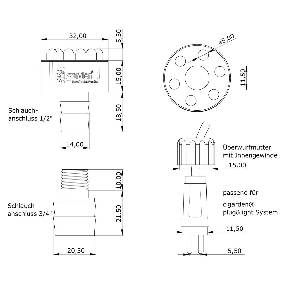 LED Ring Springbrunnen Set Teichbeleuchtung