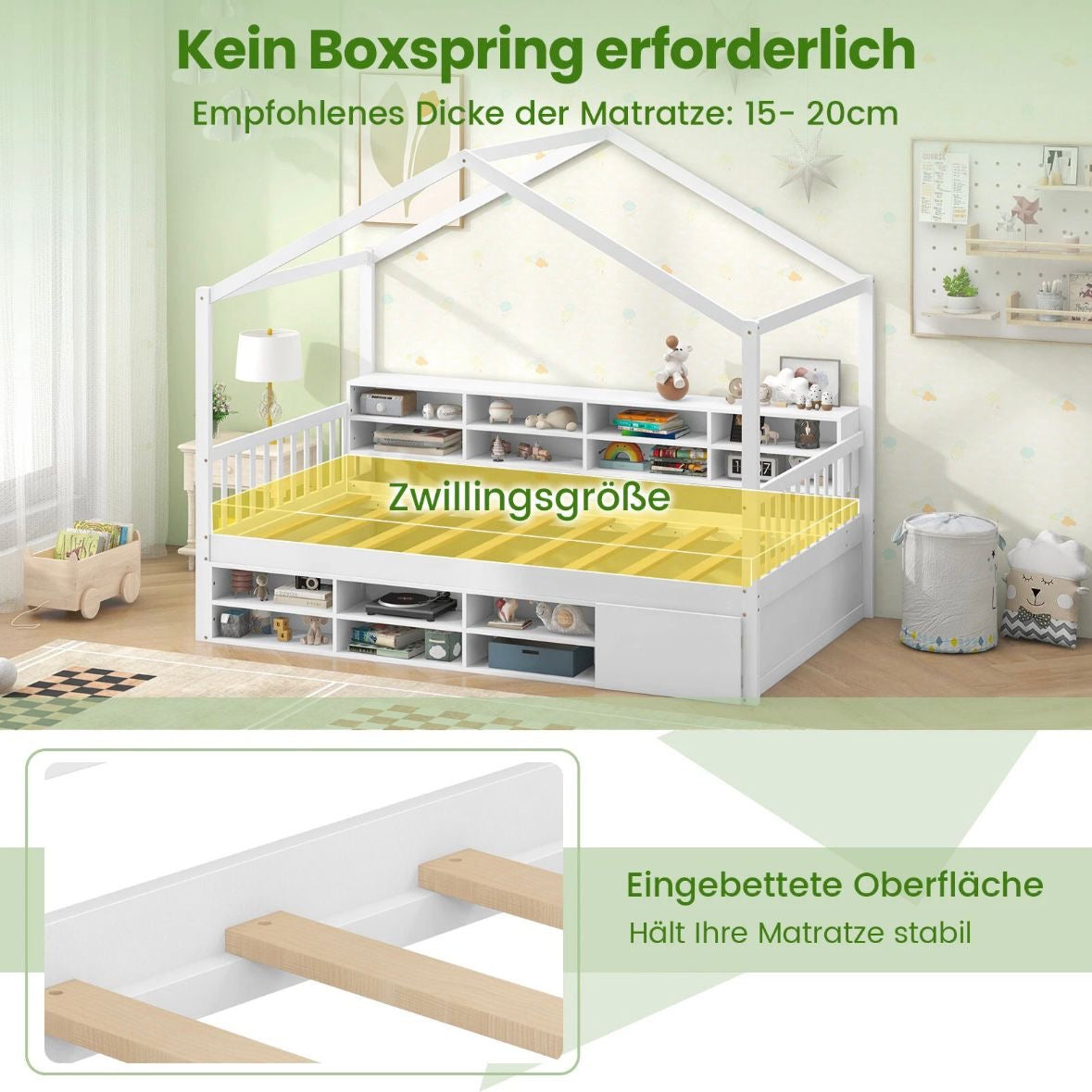 Hausbett Kinderbett 90x200cm Kinderzimmer Bett Doppelbett