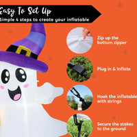 Aufblasbare Halloween Geisterdeko Dekoration Geist Besen