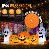 Aufblasbare Halloween Dekoration LED Kürbis Geister 229cm Außendeko Garten