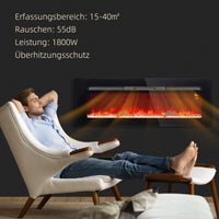 Elektrokamin LED Flammeneffekt 1800W Wandkamin Fernbedienung 127cm