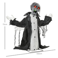 Halloween Deko Skelett Zombie Beweglich Bewegungssensor LED Sound 75cm