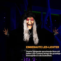 Halloween Sprechende Animierte LED Hexe Dekoration