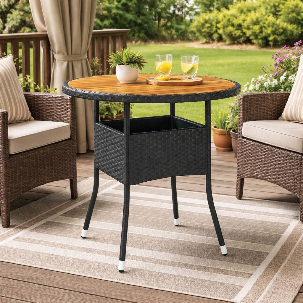 Akazie Massivholz Gartentisch Ø80x75cm Tisch Gartenmöbel Möbel