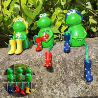 3x Frosch Figuren Garten Deko Frösche Miniteich Deko Set Gartendeko