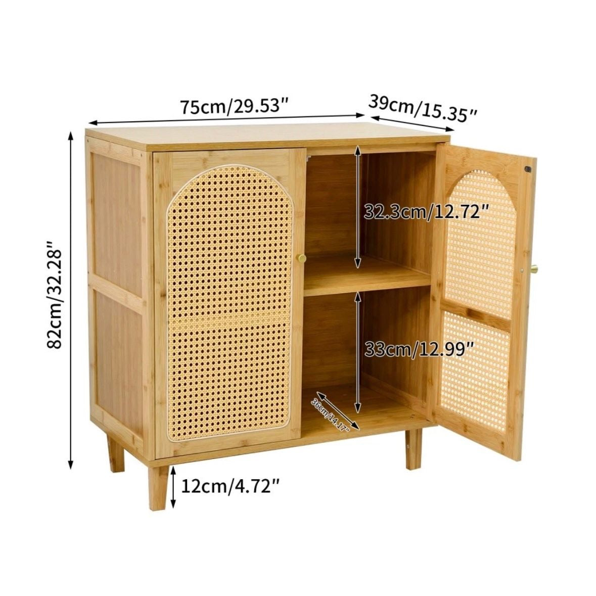 Sideboard Kommode Anrichte Schrank Wohnzimmerschrank Bambus