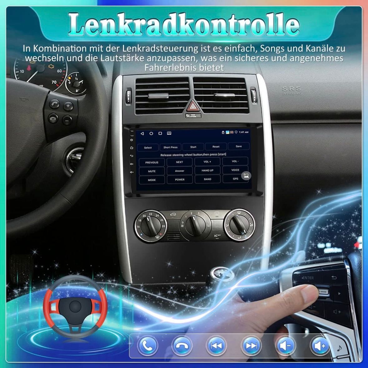 Autoradio für Mercedes-Benz A/B Klasse W169 W245 Android 15.0