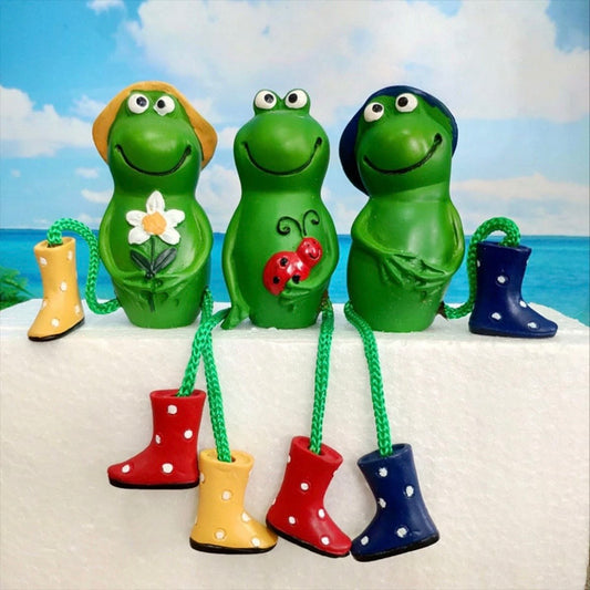 3x Frosch Figuren Garten Deko Frösche Miniteich Deko Set Gartendeko
