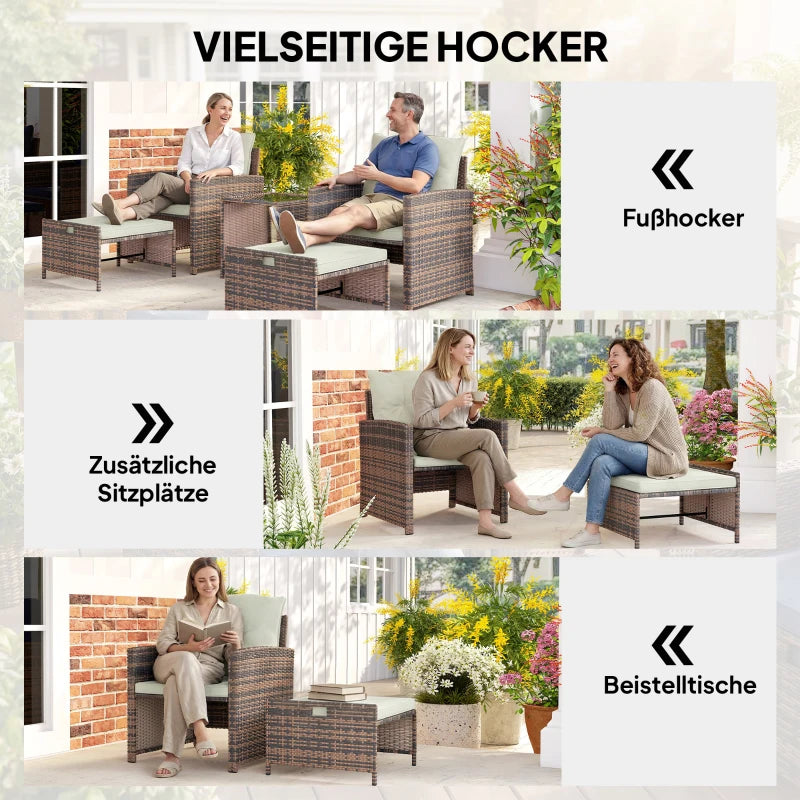 Gartenmöbelset Sitzgruppe 2er Sofa 2 Sessel Beistelltisch