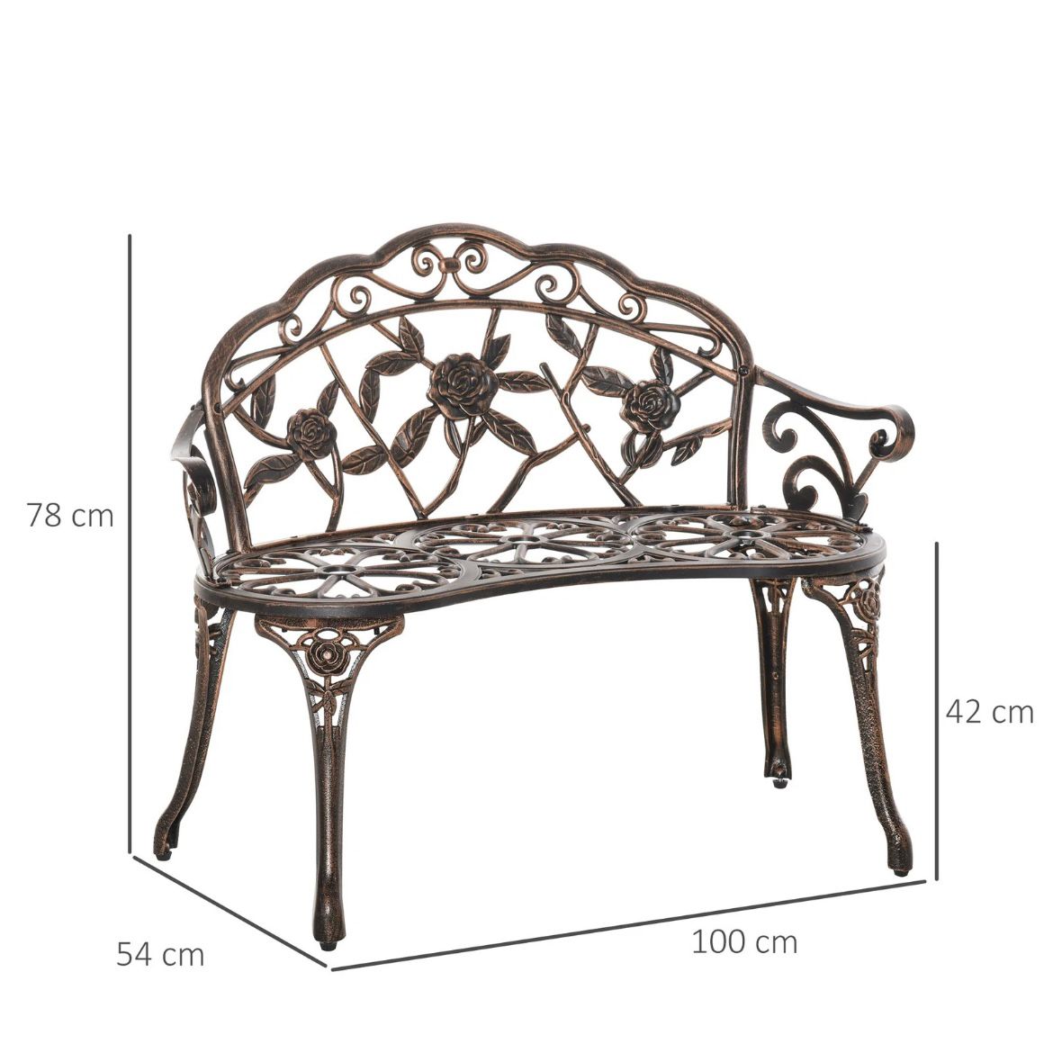 Antik Stil Gartenbank 2-Sitzer Sitzbank Blumenmuster Gartendeko