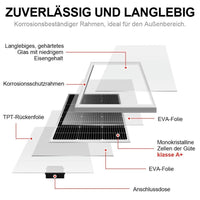 200W 12V Solarpanel Set Monokristallin Laderegler Kabel