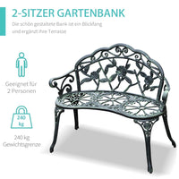 Metall Gartenbank Sitzbank Bank Gartenmöbel 2-Sitzer Blumenbank