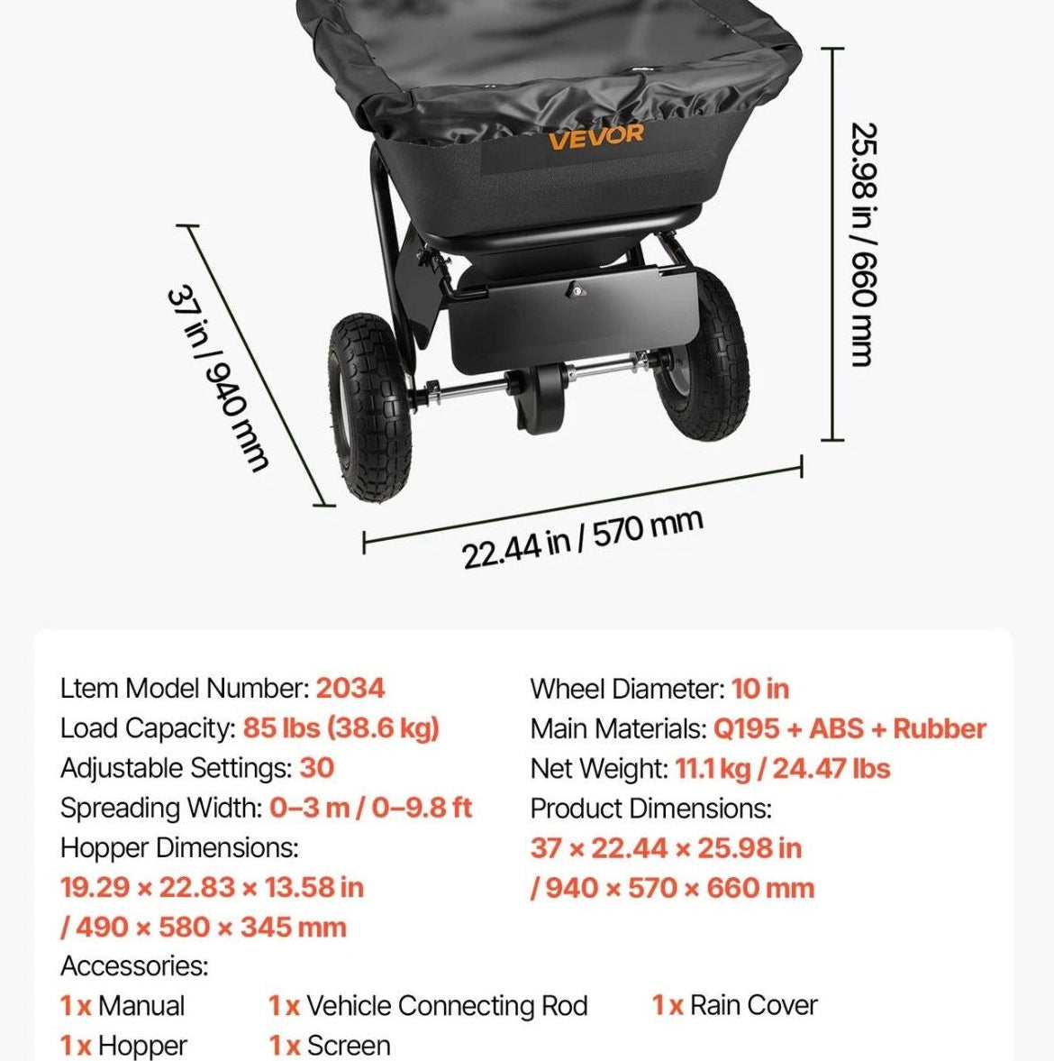 Salzstreuer Streuwagen 38,6kg 3m