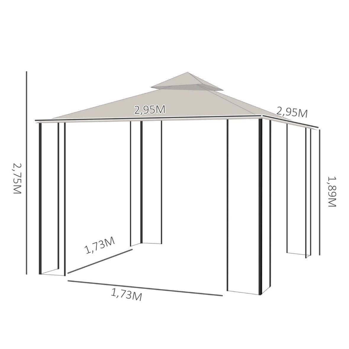 Pavillon Gartenpavillon Partyzelt Festzelt Gartenzelt Doppeldach 3x3m