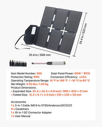 Faltbares Solarpanel 60W Tragbares Solarmodul 16BB