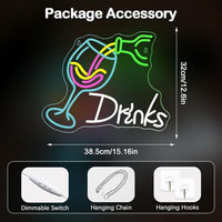 LED Neon Schild Drinks Cocktail Bar Neonlicht USB Club