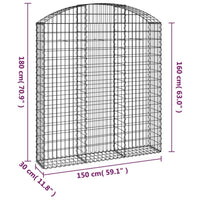 Gabionenkorb Hochbogen Steinkorb Gabione Gartenzaun Draht 150x30x180cm
