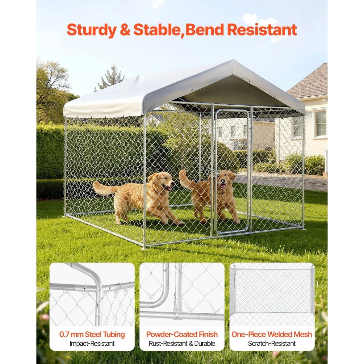 Hundezwinger 2,3x2,3x2,15m Dach Hunde Zwinger Gartenzwinger