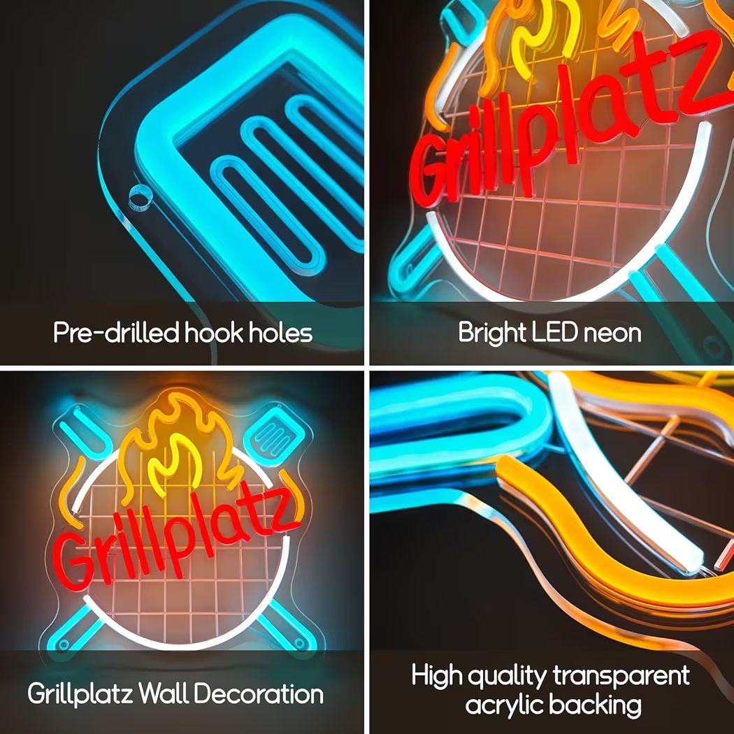 LED Neon Schild Grillplatz Grillen Neonlicht USB Zimmer